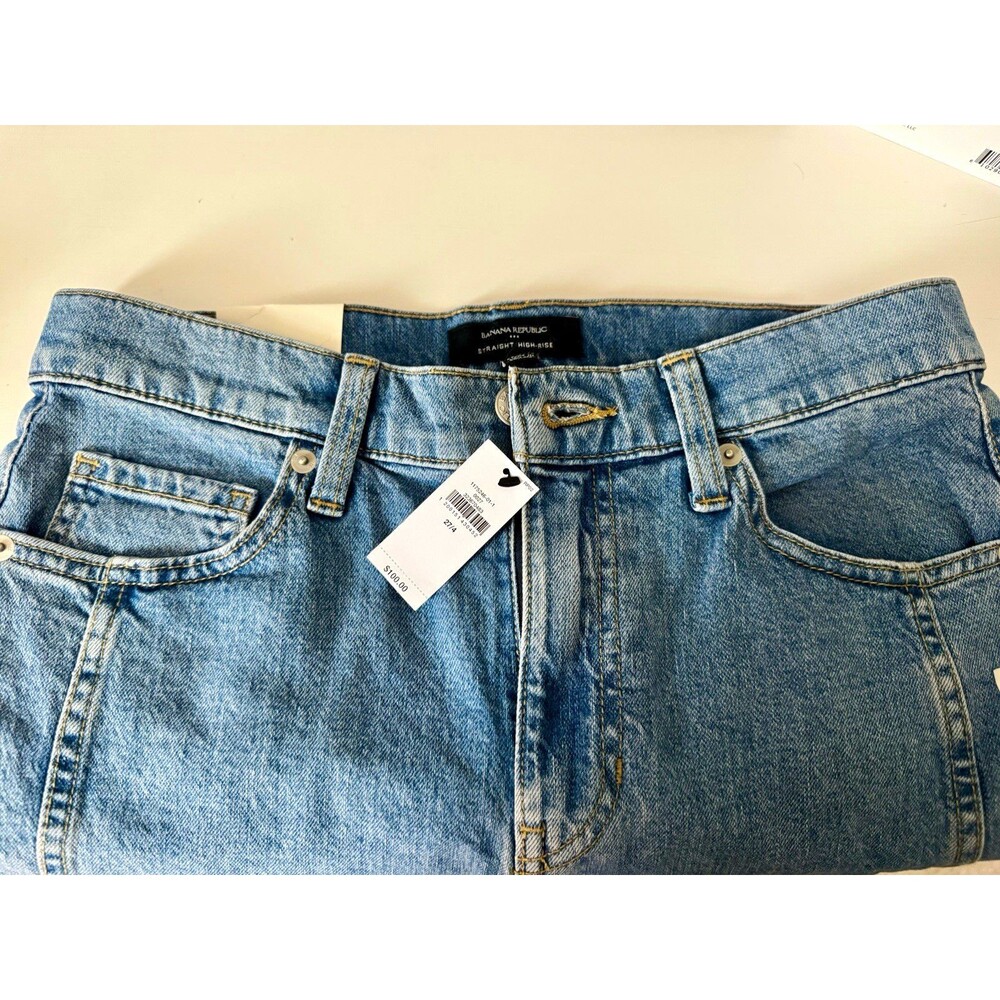 Banana Republic Women’s Straight High-Rise Light Wash Blue Jeans Pockets NWT
